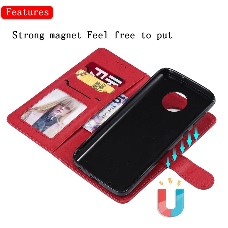 For Motorola Moto G6 Solid Color Horizontal Flip Protective Case with Holder & Card Slots & Wallet & Photo Frame & Lanyard