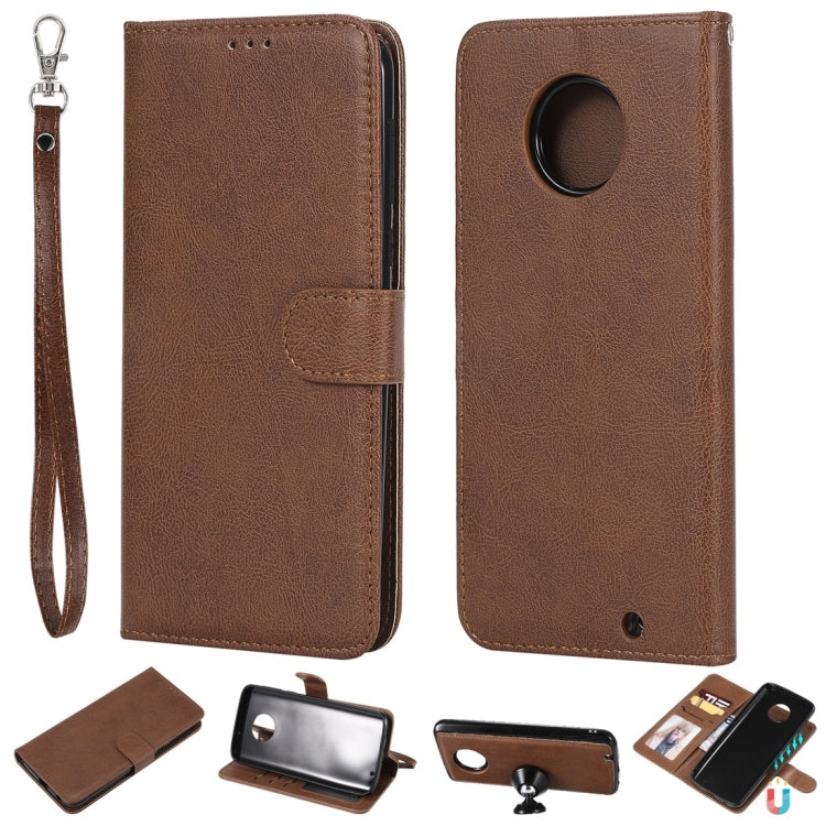 For Motorola Moto G6 Plus Solid Color Horizontal Flip Protective Case with Holder & Card Slots & Wallet & Photo Frame & Lanyard