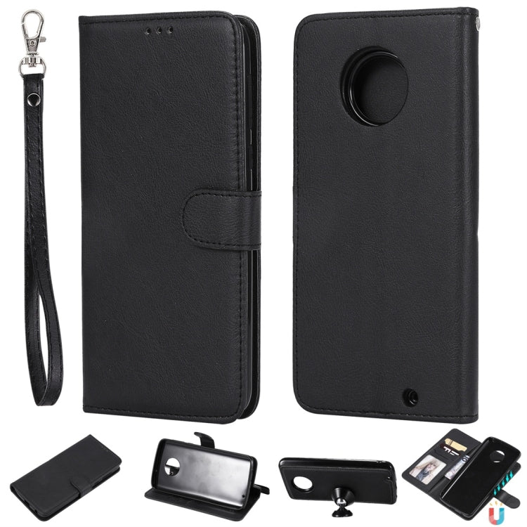 For Motorola Moto G6 Plus Solid Color Horizontal Flip Protective Case with Holder & Card Slots & Wallet & Photo Frame & Lanyard