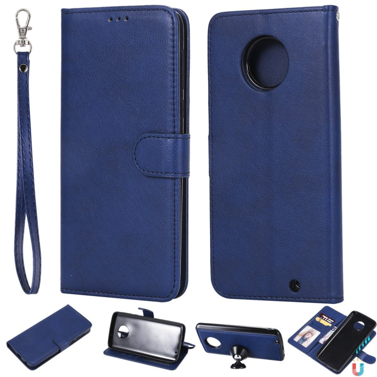 For Motorola Moto G6 Plus Solid Color Horizontal Flip Protective Case with Holder & Card Slots & Wallet & Photo Frame & Lanyard