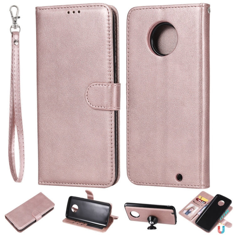 For Motorola Moto G6 Plus Solid Color Horizontal Flip Protective Case with Holder & Card Slots & Wallet & Photo Frame & Lanyard
