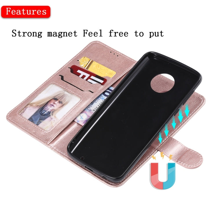 For Motorola Moto G6 Plus Solid Color Horizontal Flip Protective Case with Holder & Card Slots & Wallet & Photo Frame & Lanyard