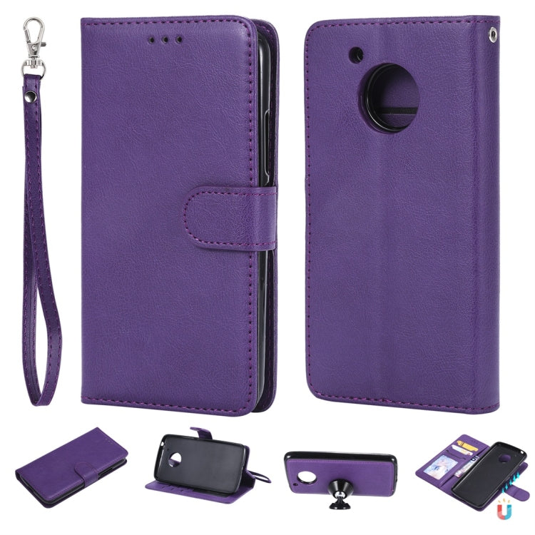 For Motorola Moto G5 Solid Color Horizontal Flip Protective Case with Holder & Card Slots & Wallet & Photo Frame & Lanyard