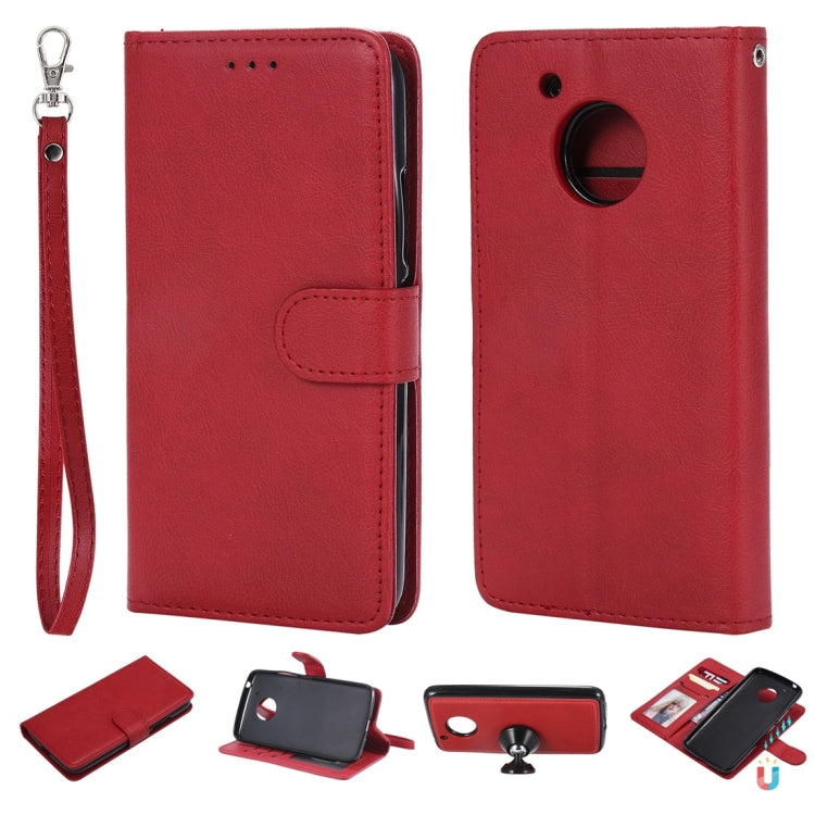 For Motorola Moto G5 Solid Color Horizontal Flip Protective Case with Holder & Card Slots & Wallet & Photo Frame & Lanyard