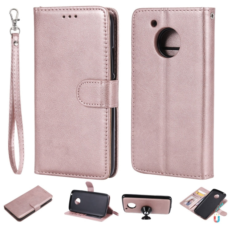 For Motorola Moto G5 Solid Color Horizontal Flip Protective Case with Holder & Card Slots & Wallet & Photo Frame & Lanyard