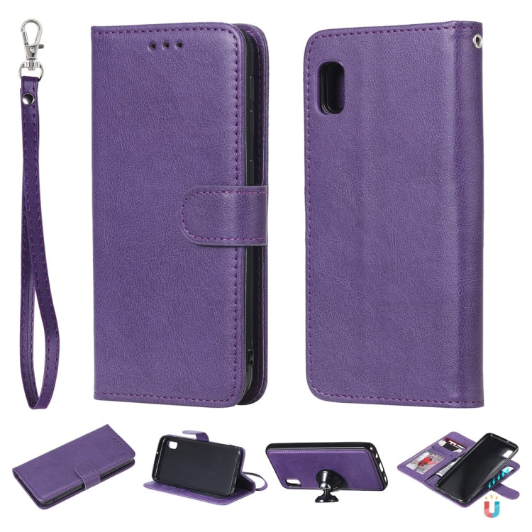 For Galaxy A10e Solid Color Horizontal Flip Protective Case with Holder & Card Slots & Wallet & Photo Frame & Lanyard