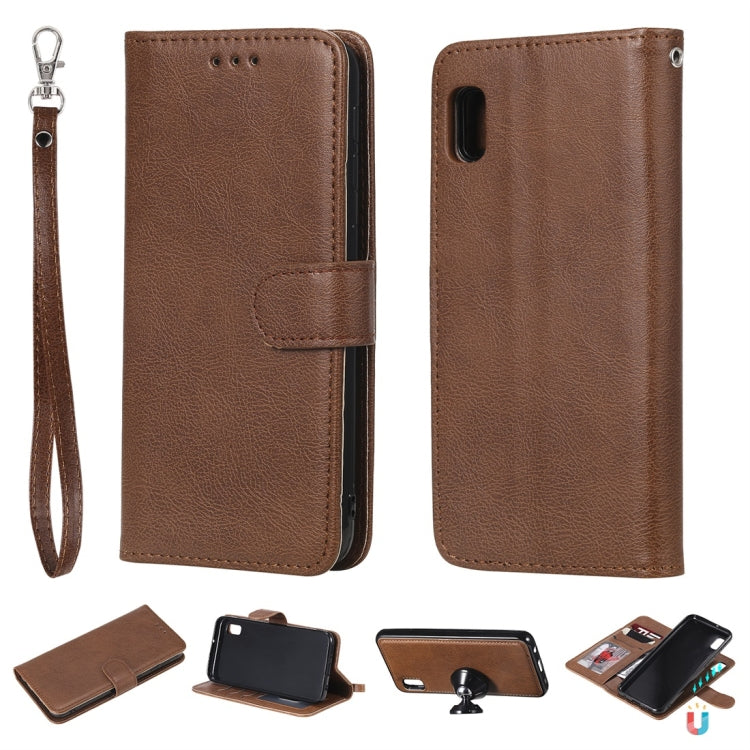 For Galaxy A10e Solid Color Horizontal Flip Protective Case with Holder & Card Slots & Wallet & Photo Frame & Lanyard
