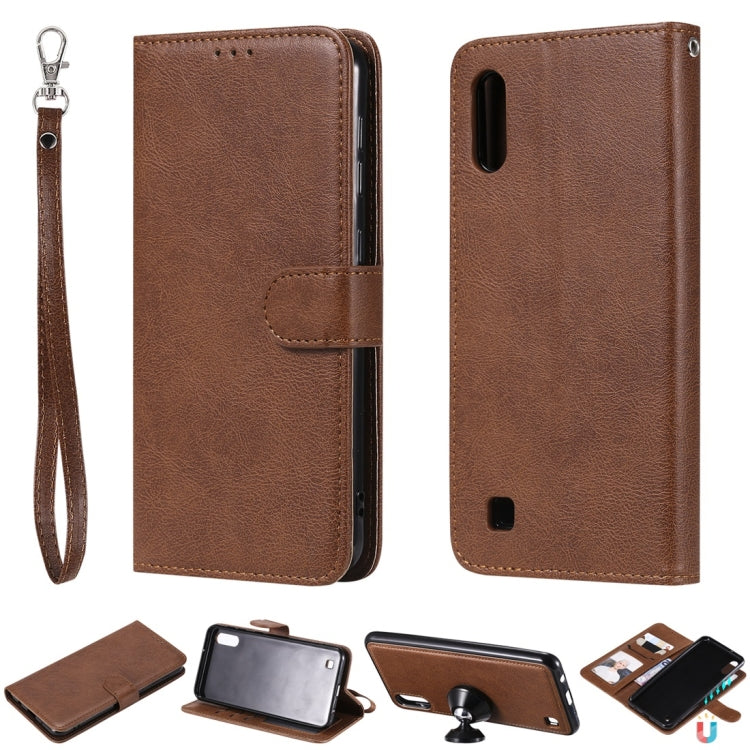 For Galaxy M10 Solid Color Horizontal Flip Protective Case with Holder & Card Slots & Wallet & Photo Frame & Lanyard