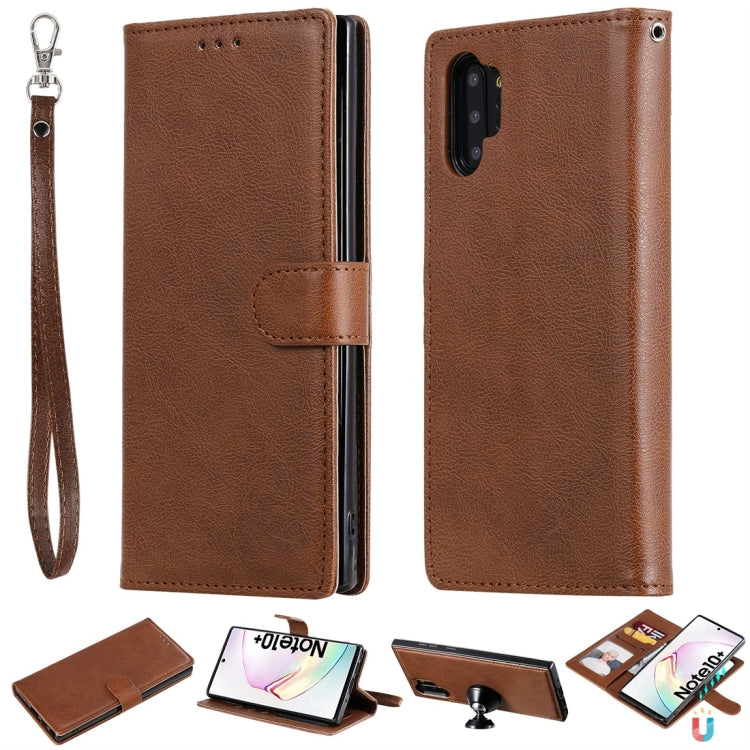 For Galaxy Note 10+ Solid Color Horizontal Flip Protective Case with Holder & Card Slots & Wallet & Photo Frame & Lanyard