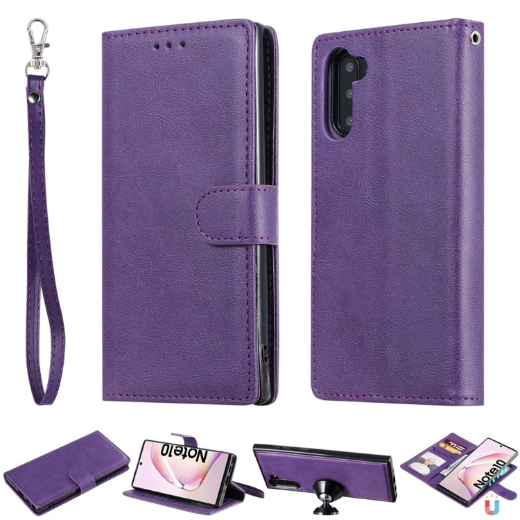 For Galaxy Note 10 Solid Color Horizontal Flip Protective Case with Holder & Card Slots & Wallet & Photo Frame & Lanyard