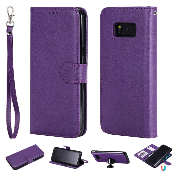 For Galaxy S8+ Solid Color Horizontal Flip Protective Case with Holder & Card Slots & Wallet & Photo Frame & Lanyard