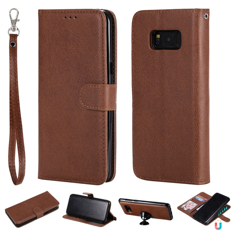 For Galaxy S8+ Solid Color Horizontal Flip Protective Case with Holder & Card Slots & Wallet & Photo Frame & Lanyard