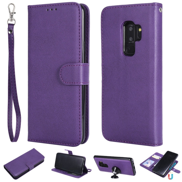 For Galaxy S9+ Solid Color Horizontal Flip Protective Case with Holder & Card Slots & Wallet & Photo Frame & Lanyard