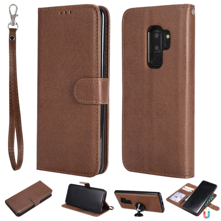 For Galaxy S9+ Solid Color Horizontal Flip Protective Case with Holder & Card Slots & Wallet & Photo Frame & Lanyard