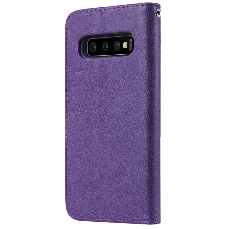 For Galaxy S10+ Solid Color Horizontal Flip Protective Case with Holder & Card Slots & Wallet & Photo Frame & Lanyard