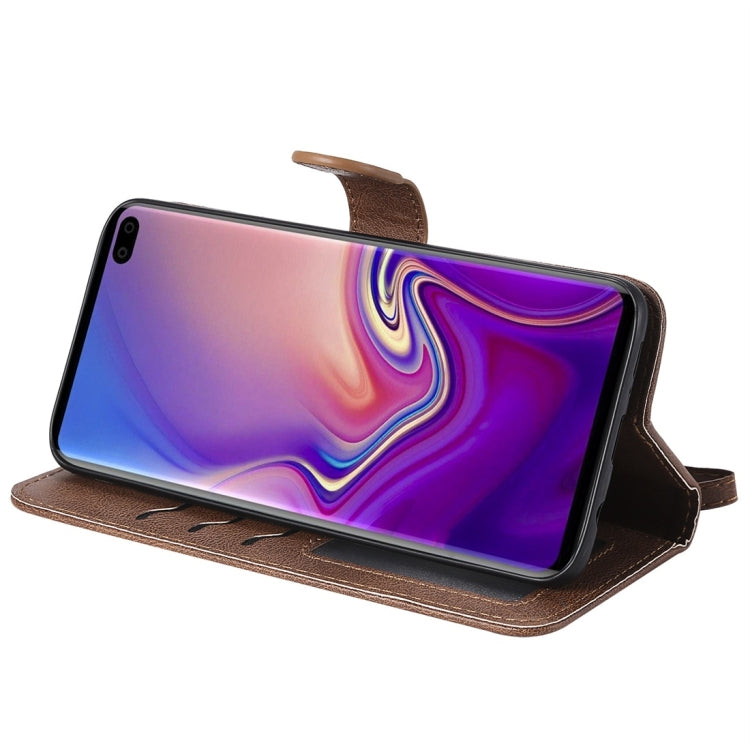 For Galaxy S10+ Solid Color Horizontal Flip Protective Case with Holder & Card Slots & Wallet & Photo Frame & Lanyard