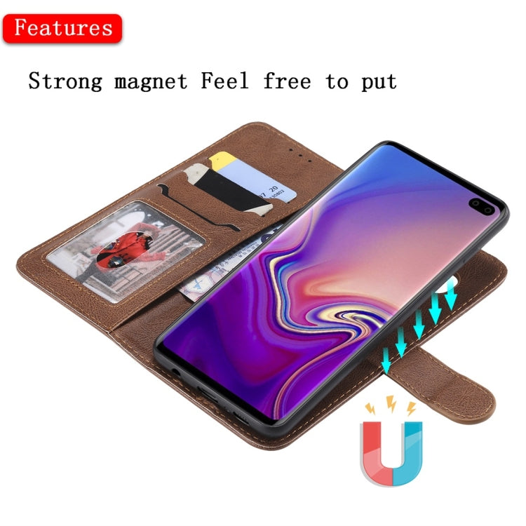 For Galaxy S10+ Solid Color Horizontal Flip Protective Case with Holder & Card Slots & Wallet & Photo Frame & Lanyard