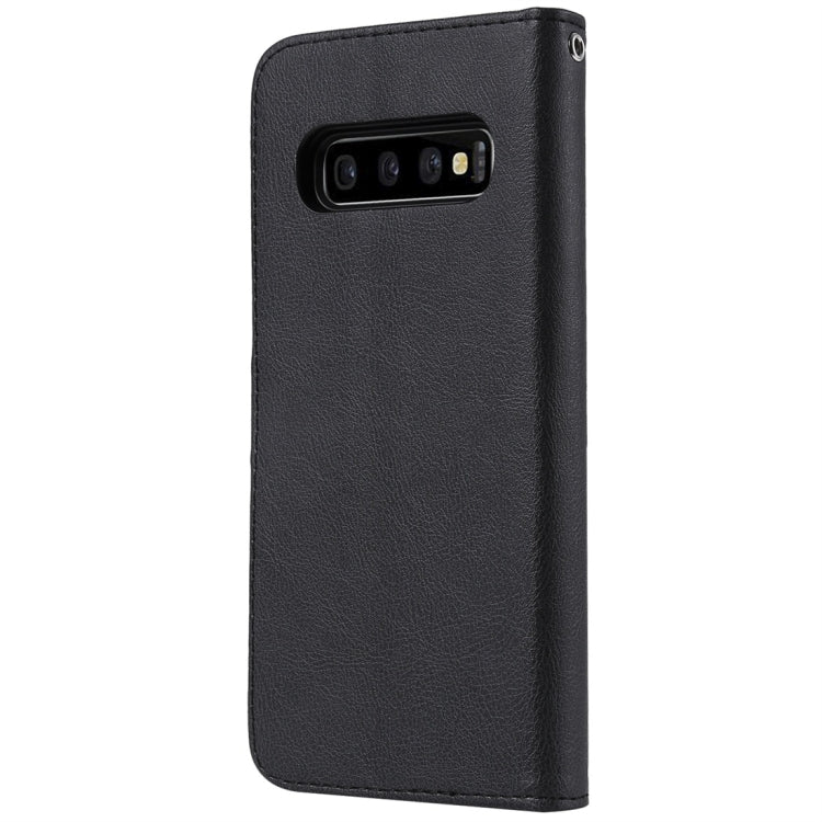For Galaxy S10+ Solid Color Horizontal Flip Protective Case with Holder & Card Slots & Wallet & Photo Frame & Lanyard