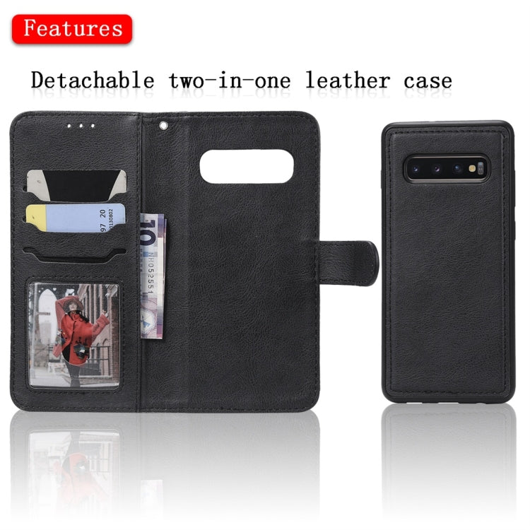 For Galaxy S10+ Solid Color Horizontal Flip Protective Case with Holder & Card Slots & Wallet & Photo Frame & Lanyard