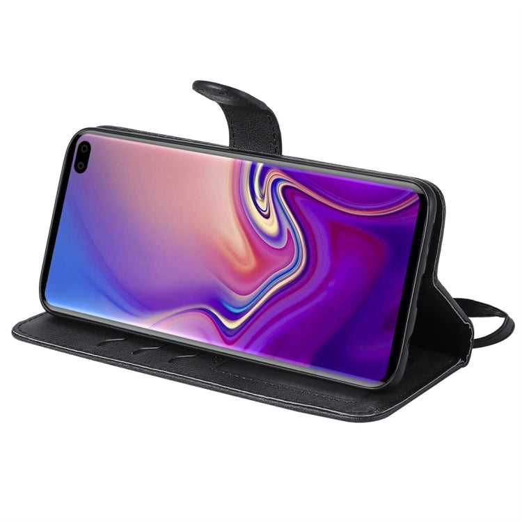 For Galaxy S10+ Solid Color Horizontal Flip Protective Case with Holder & Card Slots & Wallet & Photo Frame & Lanyard