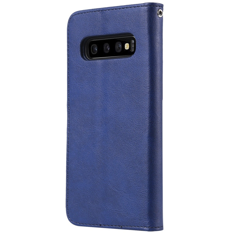 For Galaxy S10+ Solid Color Horizontal Flip Protective Case with Holder & Card Slots & Wallet & Photo Frame & Lanyard