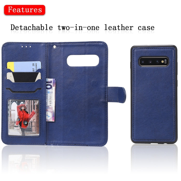 For Galaxy S10+ Solid Color Horizontal Flip Protective Case with Holder & Card Slots & Wallet & Photo Frame & Lanyard