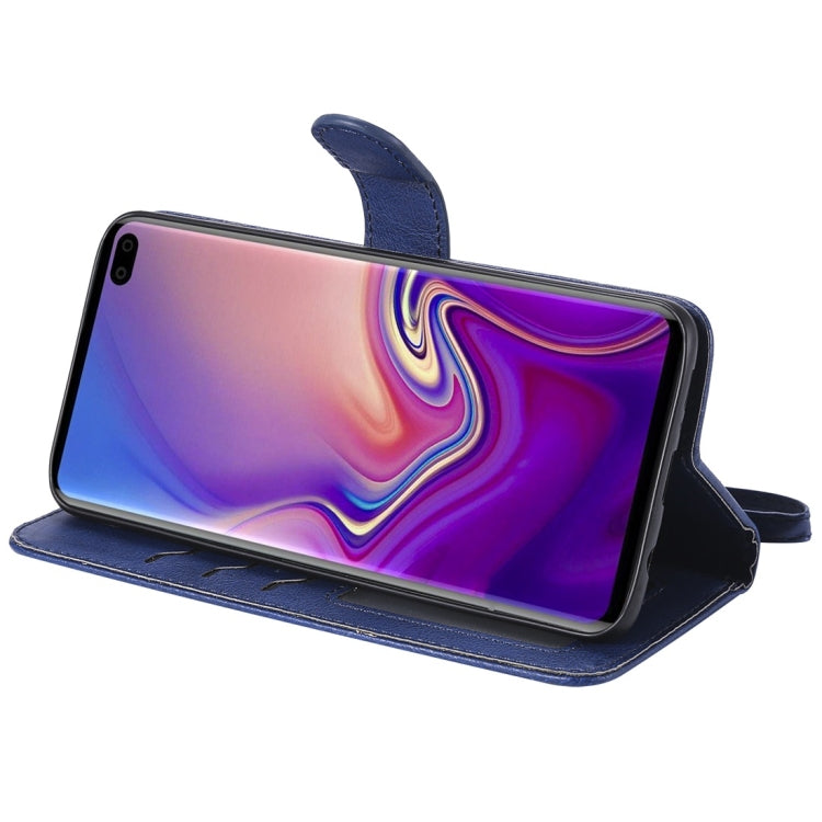 For Galaxy S10+ Solid Color Horizontal Flip Protective Case with Holder & Card Slots & Wallet & Photo Frame & Lanyard
