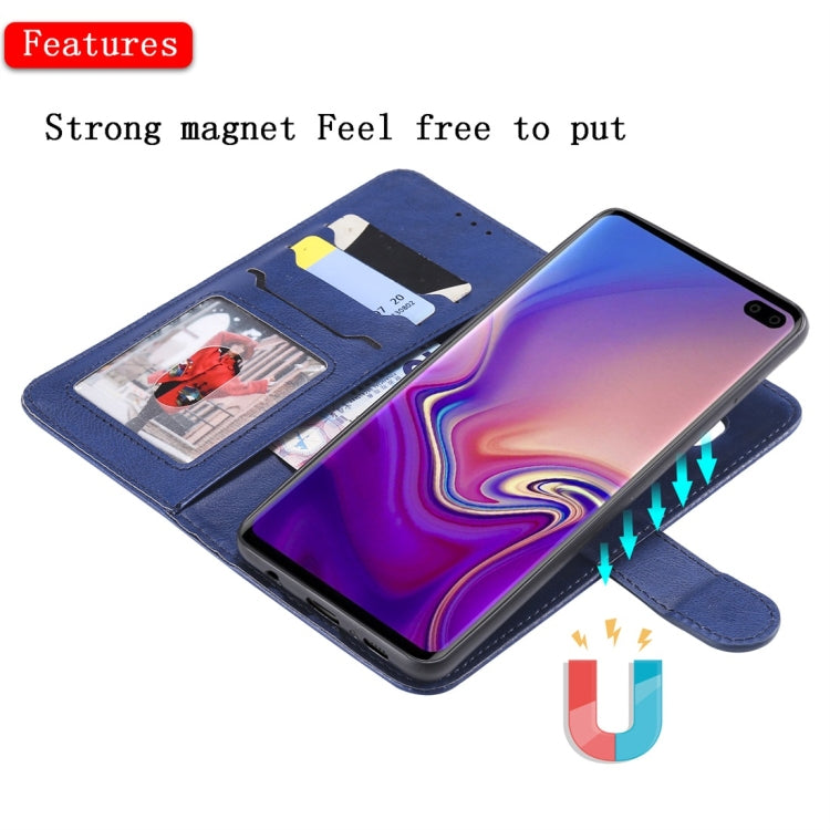 For Galaxy S10+ Solid Color Horizontal Flip Protective Case with Holder & Card Slots & Wallet & Photo Frame & Lanyard