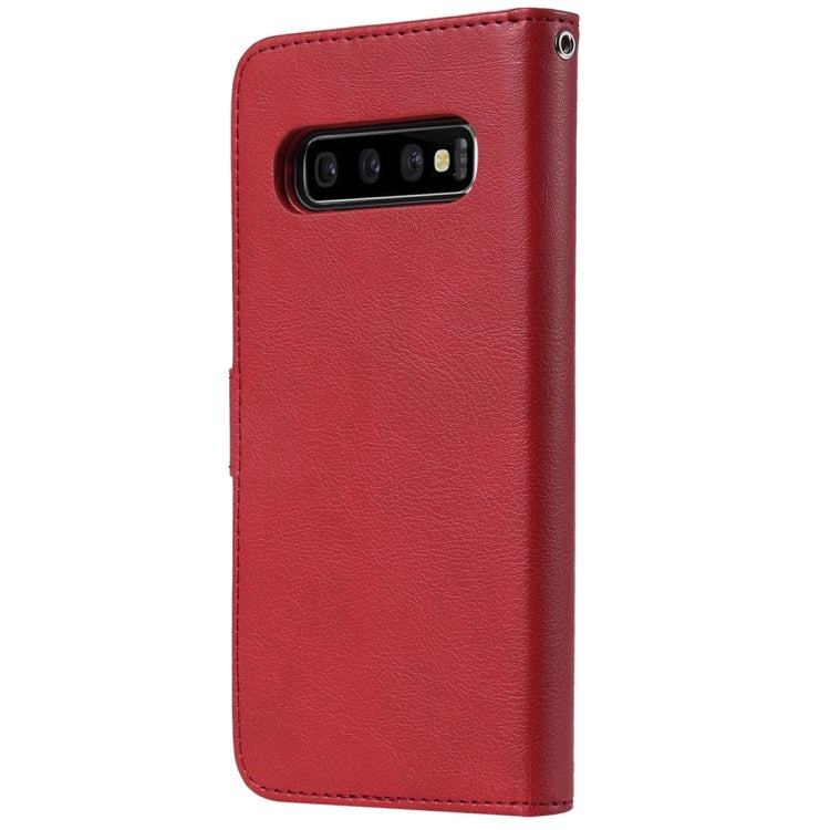 For Galaxy S10+ Solid Color Horizontal Flip Protective Case with Holder & Card Slots & Wallet & Photo Frame & Lanyard