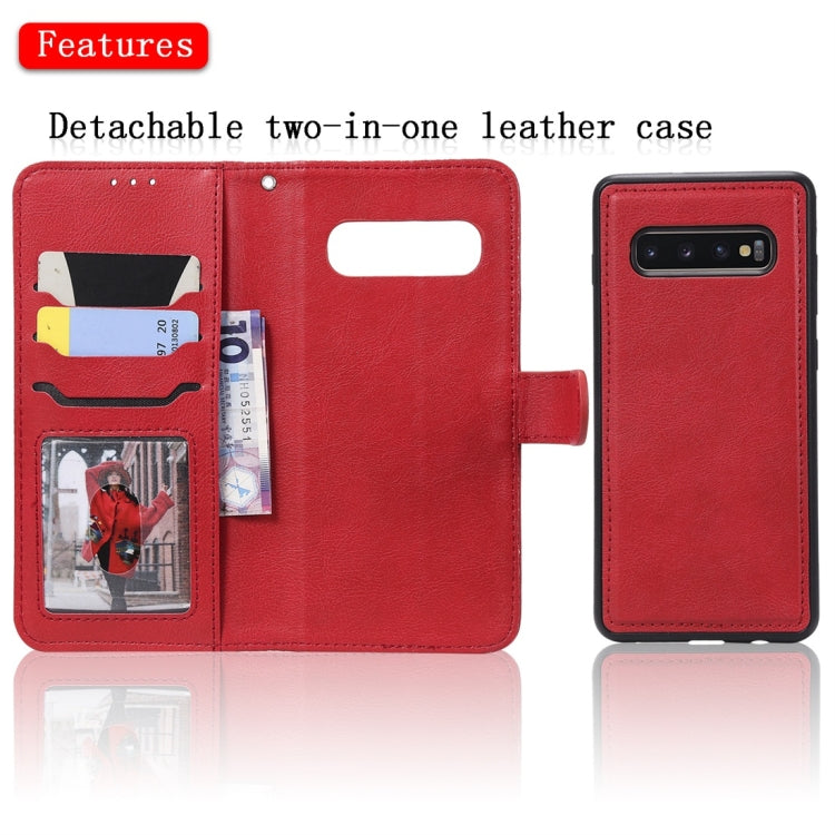 For Galaxy S10+ Solid Color Horizontal Flip Protective Case with Holder & Card Slots & Wallet & Photo Frame & Lanyard