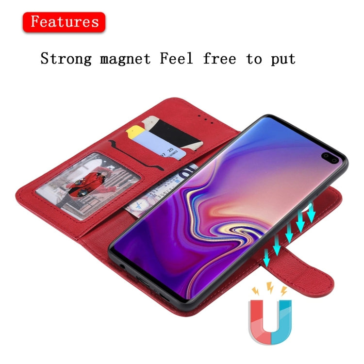For Galaxy S10+ Solid Color Horizontal Flip Protective Case with Holder & Card Slots & Wallet & Photo Frame & Lanyard