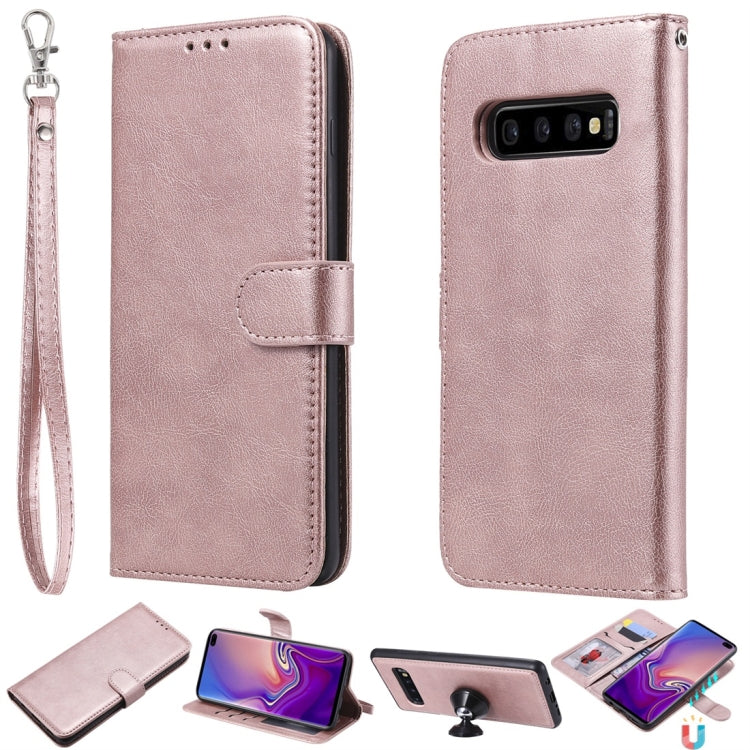 For Galaxy S10+ Solid Color Horizontal Flip Protective Case with Holder & Card Slots & Wallet & Photo Frame & Lanyard
