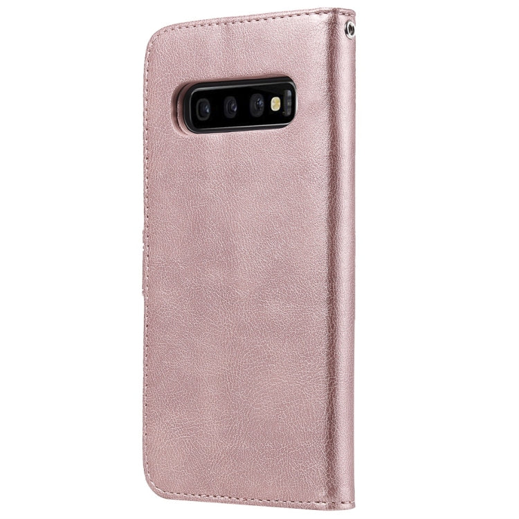 For Galaxy S10+ Solid Color Horizontal Flip Protective Case with Holder & Card Slots & Wallet & Photo Frame & Lanyard