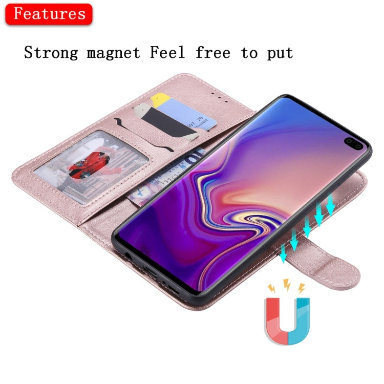 For Galaxy S10+ Solid Color Horizontal Flip Protective Case with Holder & Card Slots & Wallet & Photo Frame & Lanyard