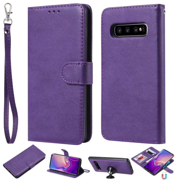 For Galaxy S10 Solid Color Horizontal Flip Protective Case with Holder & Card Slots & Wallet & Photo Frame & Lanyard