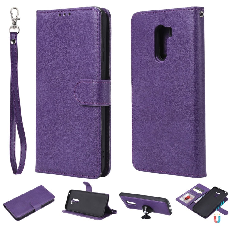 For Xiaomi Pocophone F1 Solid Color Horizontal Flip Protective Case with Holder & Card Slots & Wallet & Photo Frame & Lanyard