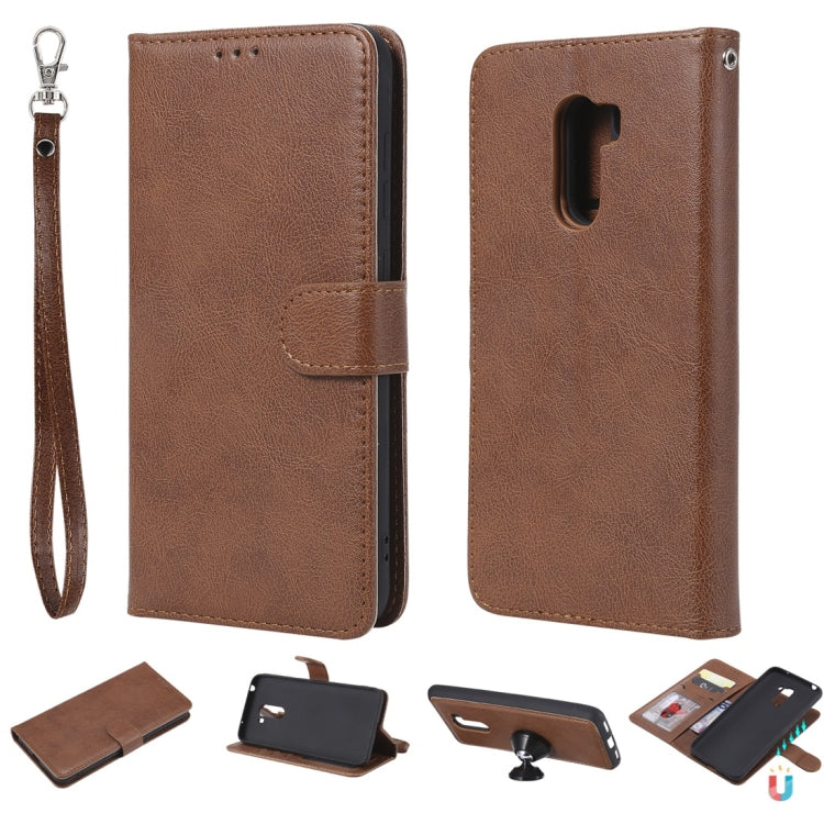 For Xiaomi Pocophone F1 Solid Color Horizontal Flip Protective Case with Holder & Card Slots & Wallet & Photo Frame & Lanyard