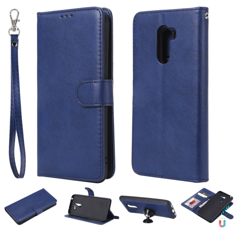 For Xiaomi Pocophone F1 Solid Color Horizontal Flip Protective Case with Holder & Card Slots & Wallet & Photo Frame & Lanyard