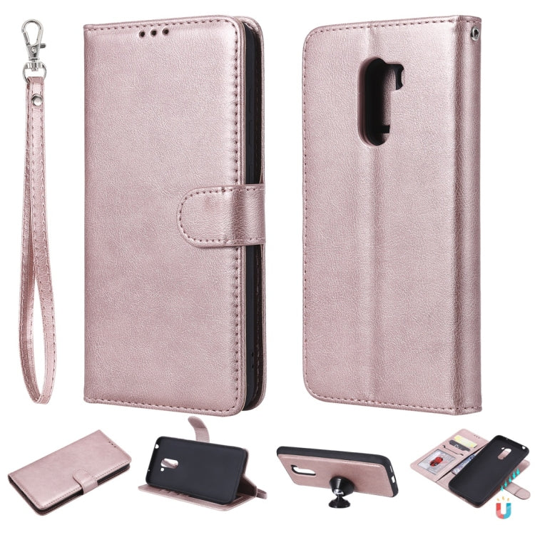 For Xiaomi Pocophone F1 Solid Color Horizontal Flip Protective Case with Holder & Card Slots & Wallet & Photo Frame & Lanyard