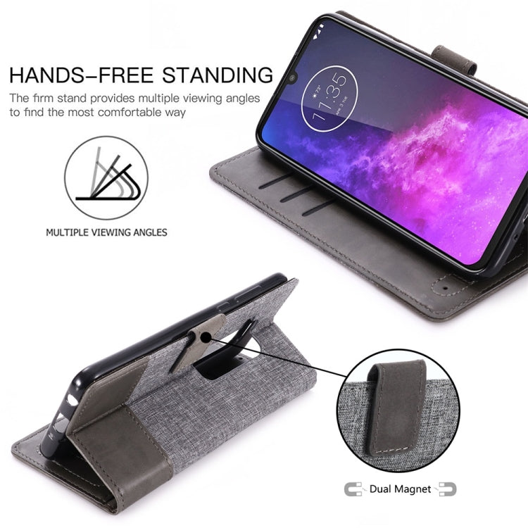 For Motorola Moto One Pro MUMXA MX102 Horizontal Flip Canvas Stitching Leather Case with Holder & Card Slots & Wallet