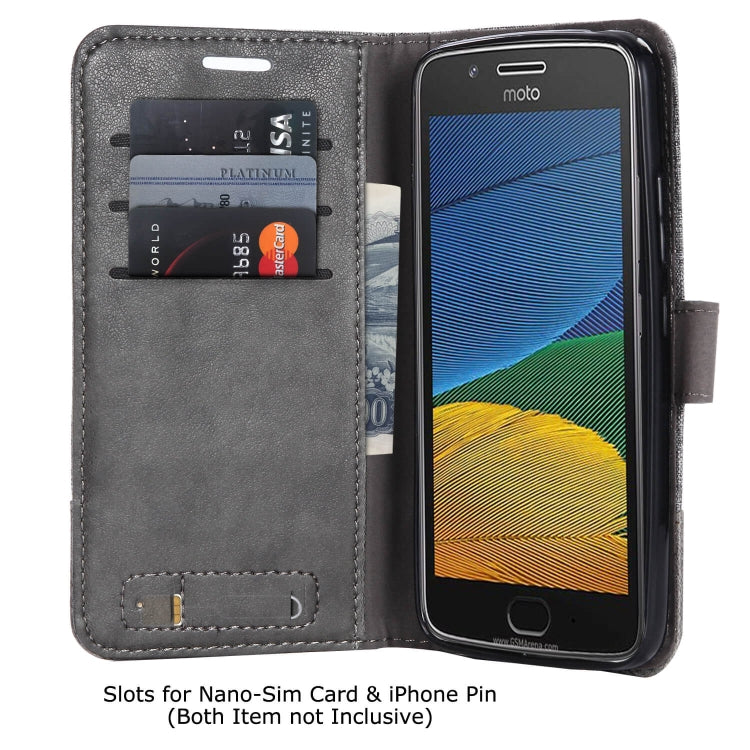 For Motorola Moto G5 MUMXA MX102 Horizontal Flip Canvas Stitching Leather Case with Holder & Card Slots & Wallet(Grey)