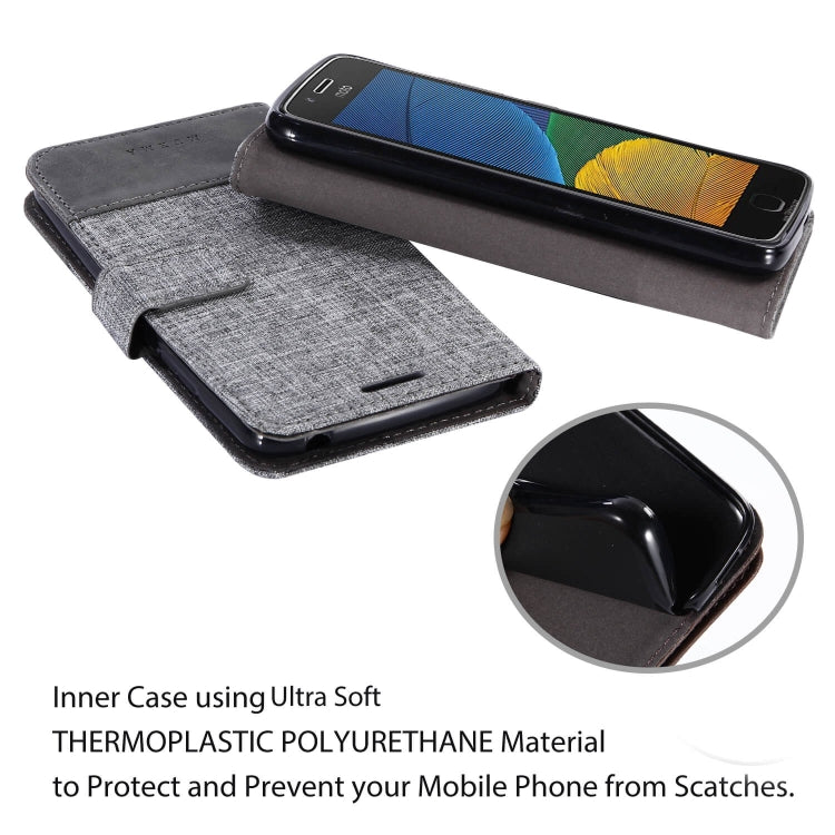 For Motorola Moto G5 MUMXA MX102 Horizontal Flip Canvas Stitching Leather Case with Holder & Card Slots & Wallet(Grey)