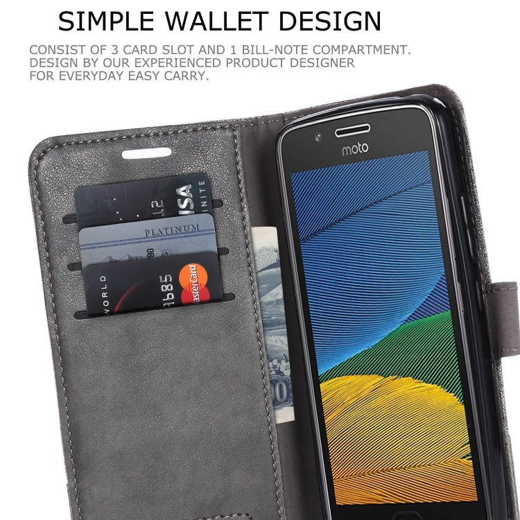 For Motorola Moto G5 MUMXA MX102 Horizontal Flip Canvas Stitching Leather Case with Holder & Card Slots & Wallet(Grey)