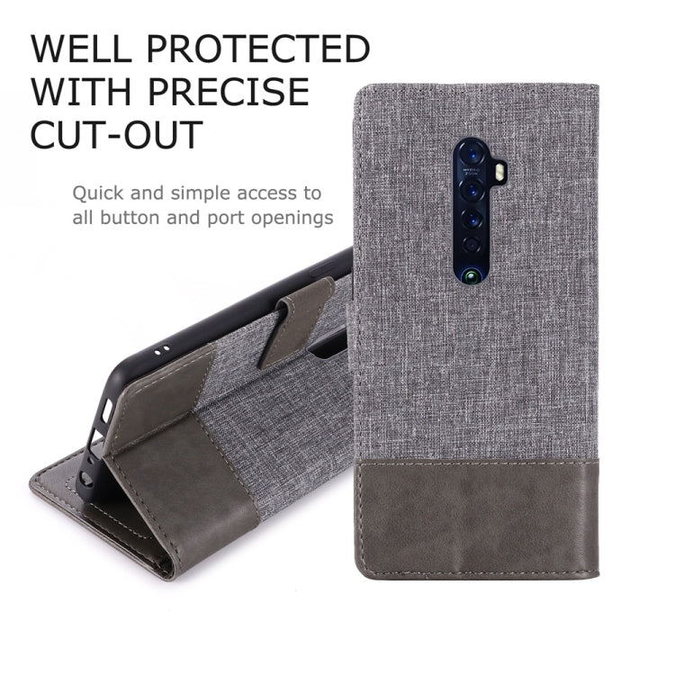 For OPPO Reno2 MUMXA MX102 Horizontal Flip Canvas Stitching Leather Case with Holder & Card Slots & Wallet(Grey)