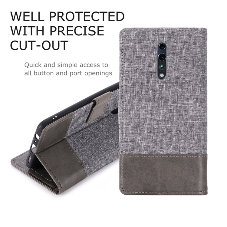 For OPPO Reno Z MUMXA MX102 Horizontal Flip Canvas Stitching Leather Case with Holder & Card Slots & Wallet(Grey)