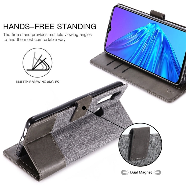 For OPPO Realme 5 MUMXA MX102 Horizontal Flip Canvas Stitching Leather Case with Holder & Card Slots & Wallet