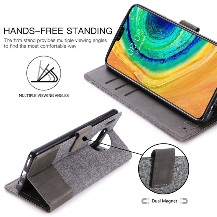 For Huawei Mate 30 MUMXA MX102 Horizontal Flip Canvas Stitching Leather Case with Holder & Card Slots & Wallet