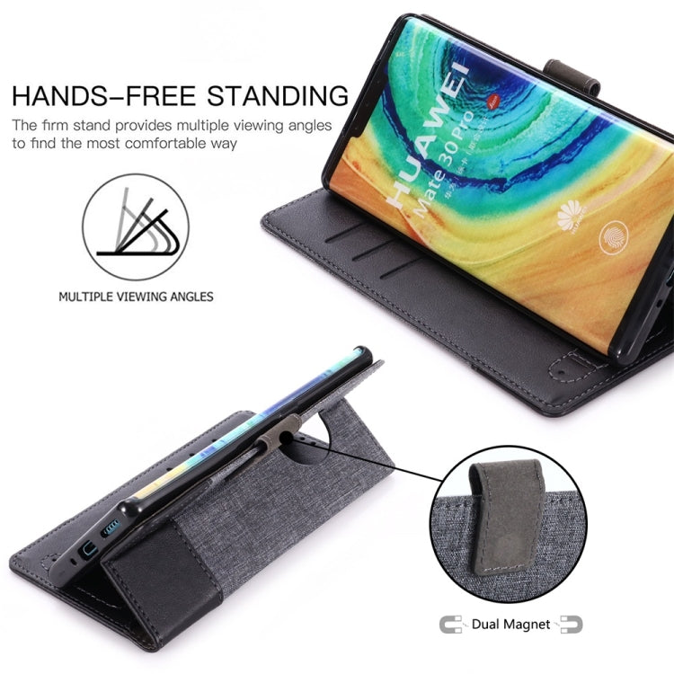For Huawei Mate 30 Pro MUMXA MX102 Horizontal Flip Canvas Stitching Leather Case with Holder & Card Slots & Wallet
