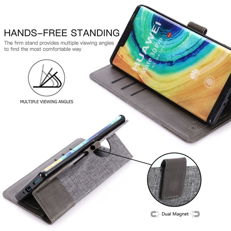 For Huawei Mate 30 Pro MUMXA MX102 Horizontal Flip Canvas Stitching Leather Case with Holder & Card Slots & Wallet