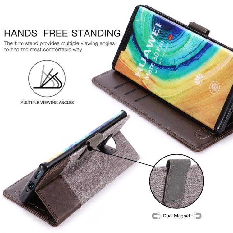 For Huawei Mate 30 Pro MUMXA MX102 Horizontal Flip Canvas Stitching Leather Case with Holder & Card Slots & Wallet